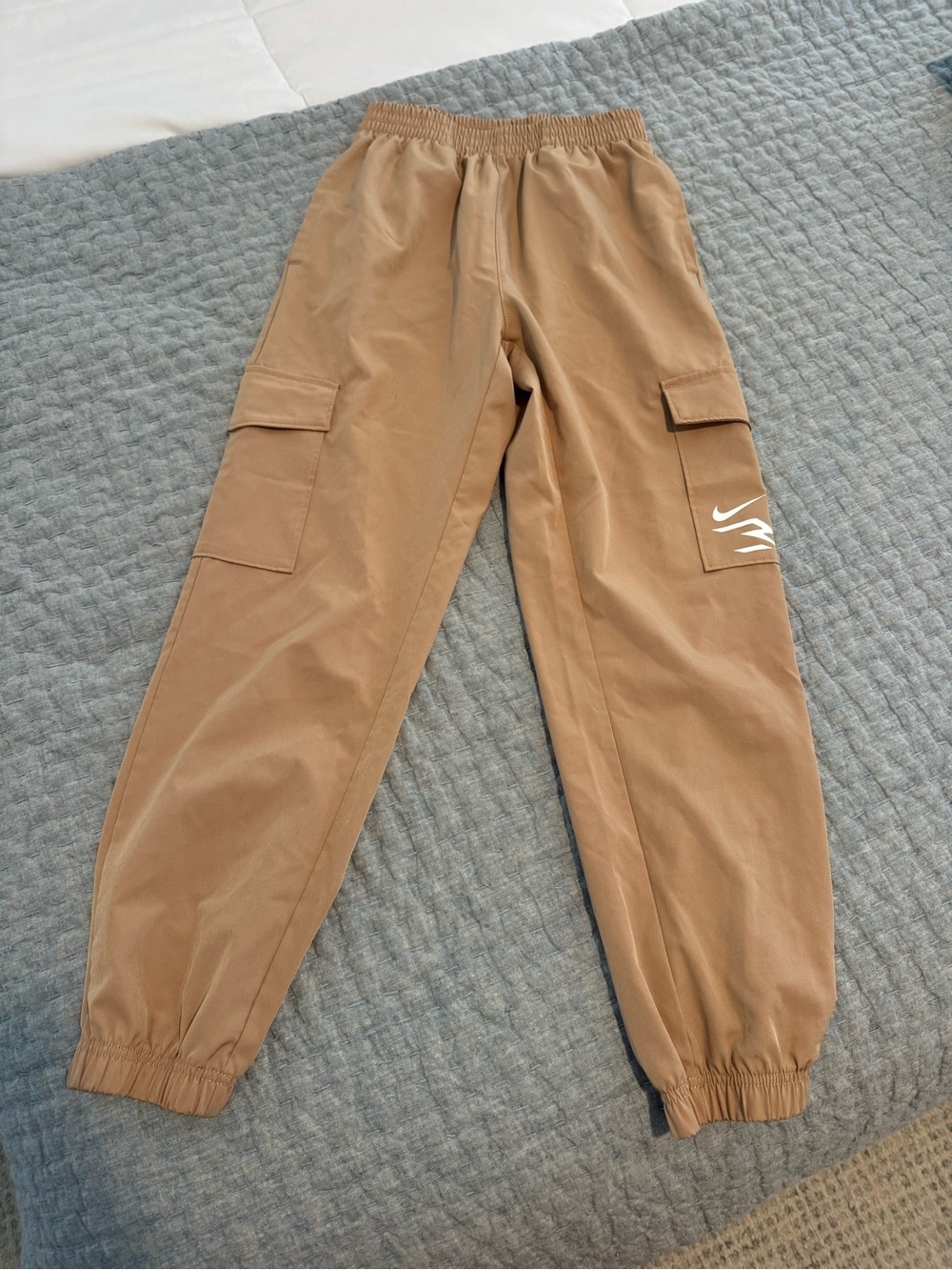 Kids Tan 3Brand Nike Cargo Joggers with White Accent